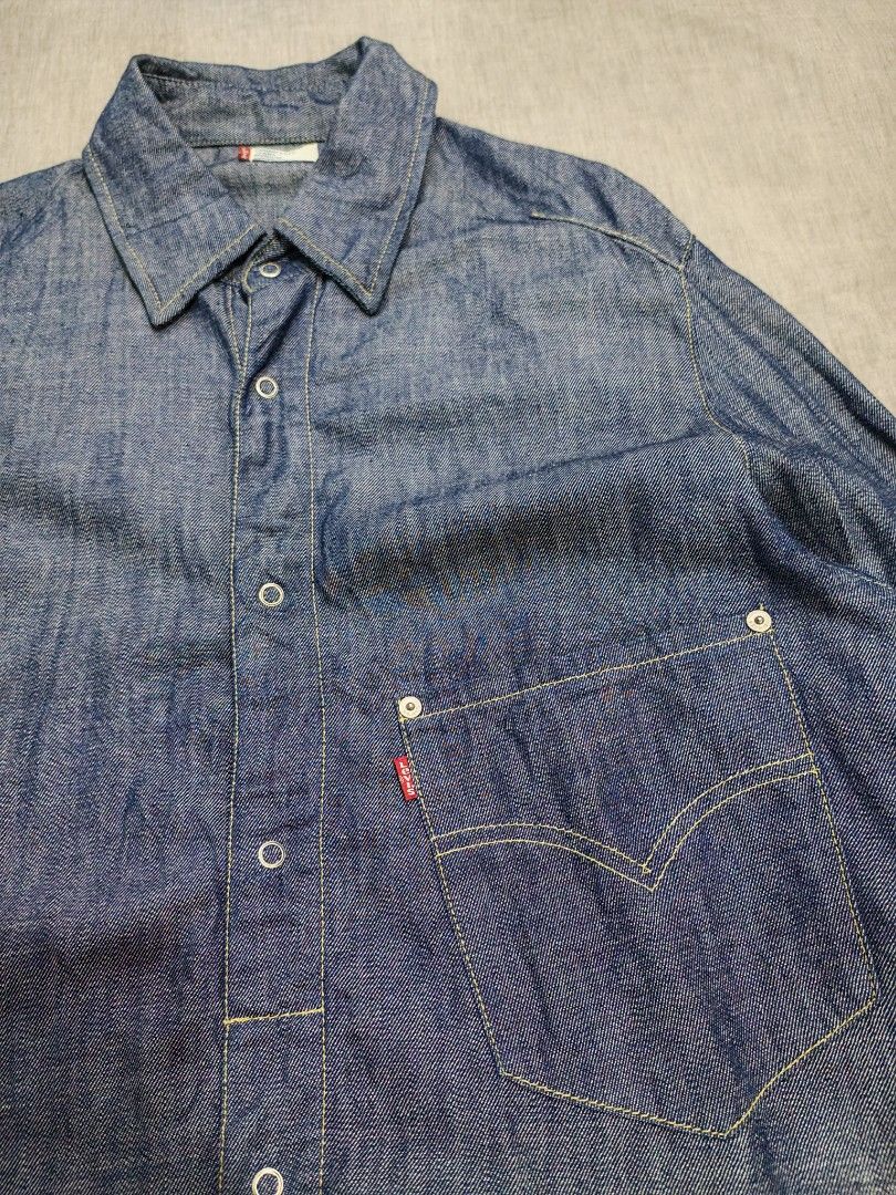vintage levis engineered denim shirt (Category: Tshirts & Polo Shirts ) located in Baguio. Submitted by used_clothing2600 (Listing ID 1460204329, Image 3). Description: vintage levis engineered denim shirt made in tunisia excellent condition size medium pit to pit 21.5 length 33 shoulders 18 sleeve length 27.5 1,980.