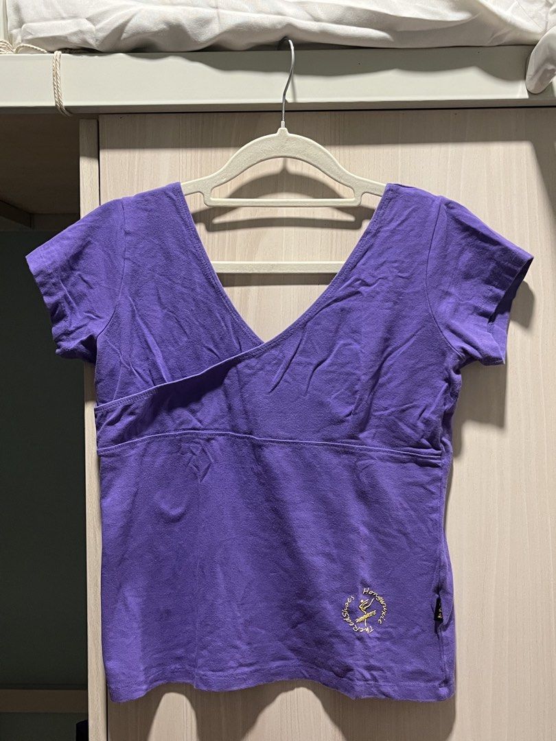 Violet Criss-cross Scoop-back Crop Top (Category: Blouses) located in Manila. Submitted by whimsieze (Listing ID 1460236664, Image 1). Description: -stretchable -worn 1x -fits xs-s .
