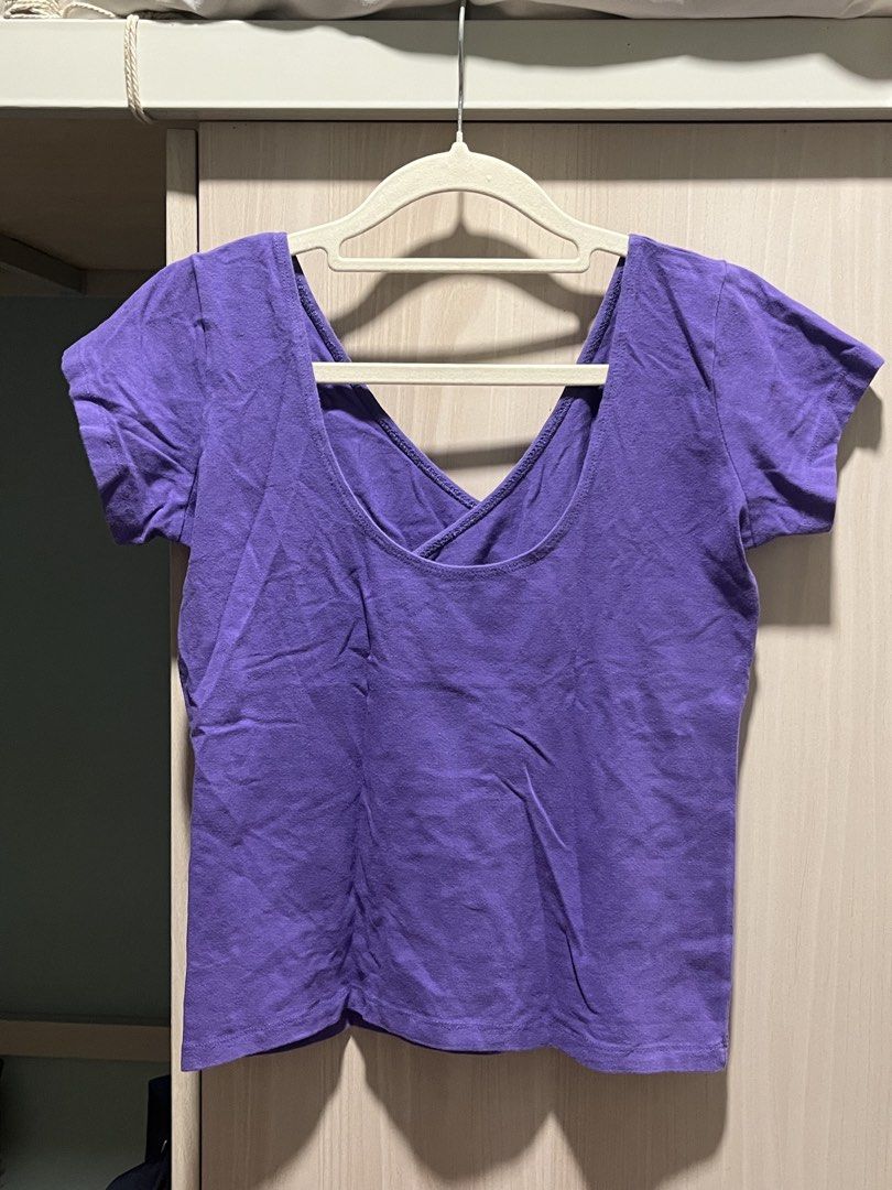 Violet Criss-cross Scoop-back Crop Top (Category: Blouses) located in Manila. Submitted by whimsieze (Listing ID 1460236664, Image 2). Description: -stretchable -worn 1x -fits xs-s .