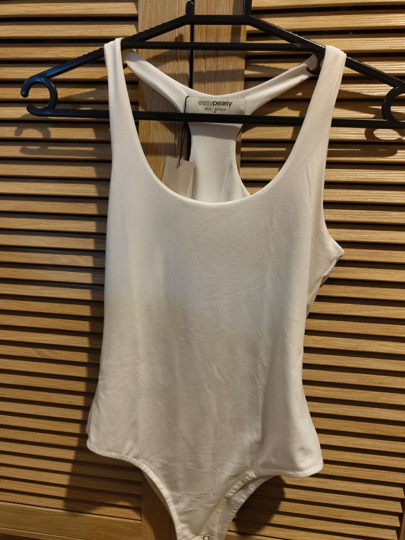 White Bodysuit - Brand New (Category: Sleeveless) located in Makati City. Submitted by kfcalderon926 (Listing ID 1460210659, Image 1). Description: brand: easy peasy size medium white racerback bodysuit never worn Rfs: decluttering MOP: BPI/Gcash/ Gotyme delivery: via Grab or Lalamove ONLY. sf c/o. buyer Location: Makati.