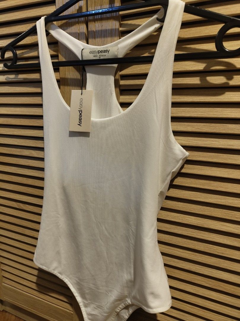 White Bodysuit - Brand New (Category: Sleeveless) located in Makati City. Submitted by kfcalderon926 (Listing ID 1460210659, Image 3). Description: brand: easy peasy size medium white racerback bodysuit never worn Rfs: decluttering MOP: BPI/Gcash/ Gotyme delivery: via Grab or Lalamove ONLY. sf c/o. buyer Location: Makati.