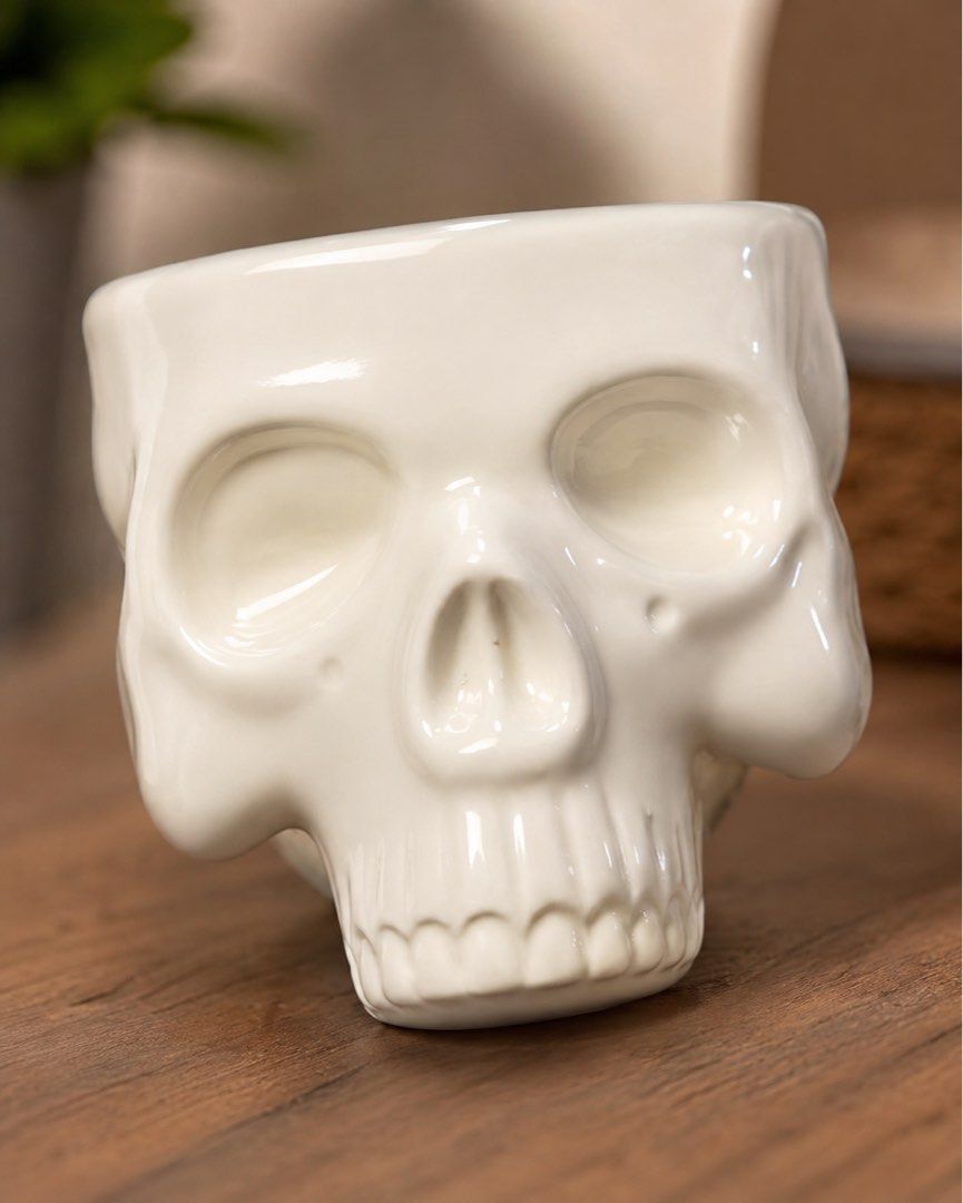 White Ceramic Skull Pen holder (Category: Coffee & Tea Tableware) located in Bacoor. Submitted by dangeusebio1515 (Listing ID 1460247703, Image 1). Description: - Unique skull design mug - Made of durable white ceramic - Ideal for coffee, tea, or hot beverages - Doubles as a quirky desk organizer - Perfect for Halloween or adding a spooky vibe to your space.