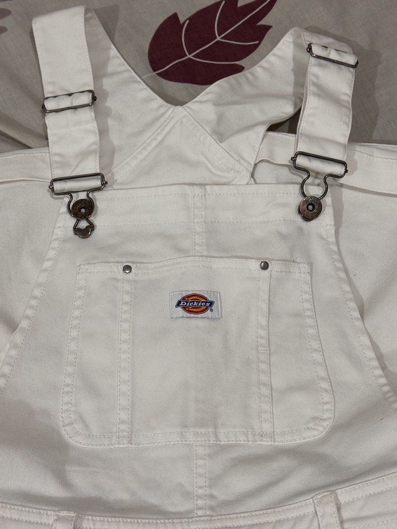 White Dickies Overalls (Category: Jumpsuits) located in Quezon City. Submitted by caru08 (Listing ID 1460106496, Image 3). Description: It says small on tag but it can fit up to a medium as I have worn them. Might just be a bit fitted. Also needs some light cleaning lang in the back pockets. I've worn in maybe 2-3 times. Rfs: Decluttering MOP - BPI - GCASH DELIVERY - Buyer shoulders shipping fee - Lalamove or J&T (if J&T I can only ship weekends)