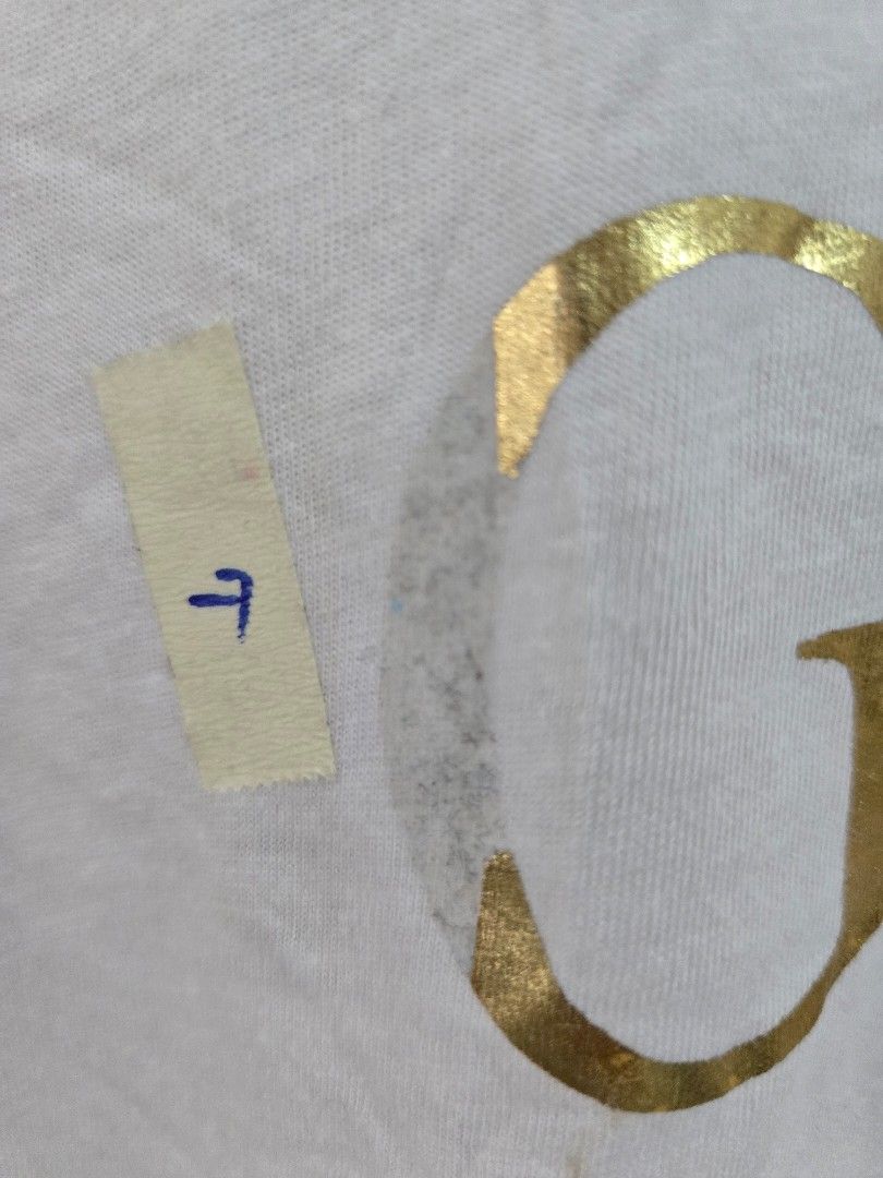 White Guess Est. 1981 T-shirt (Category: Shirts) located in Tarlac. Submitted by resaleclub (Listing ID 1460150229, Image 2). Description: - White Guess t-shirt - Features gold 'Guess Est. 1981' graphic - Authentic Guess branding.