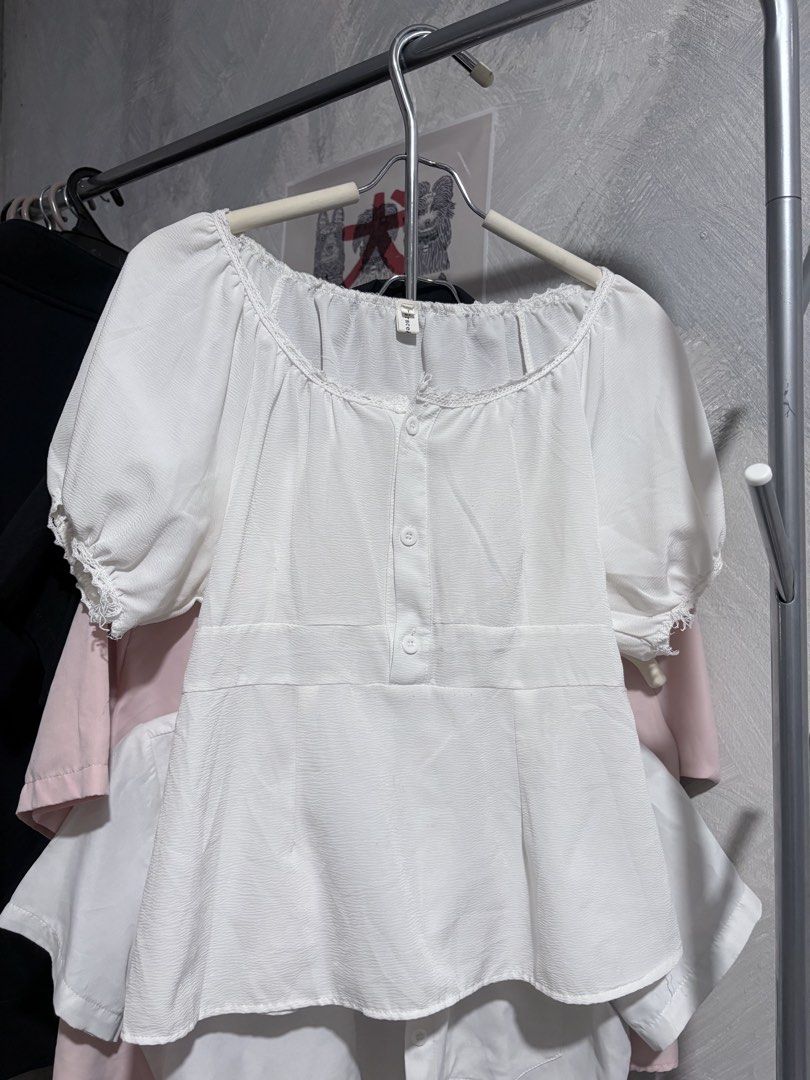 White Puff Sleeve Square Neck Blouse (Category: Blouses) located in San Jose del Monte. Submitted by pmarcos72714535 (Listing ID 1460112497, Image 1). Description: - White puff sleeve blouse - Elegant square neckline - Functional button-down front - Flattering peplum hem - Subtle textured stripe fabric - Versatile for casual or dressy occasions - Easily pairs with skirts and pants Pang office. Medium to semi large Loc sun valley paranaque .