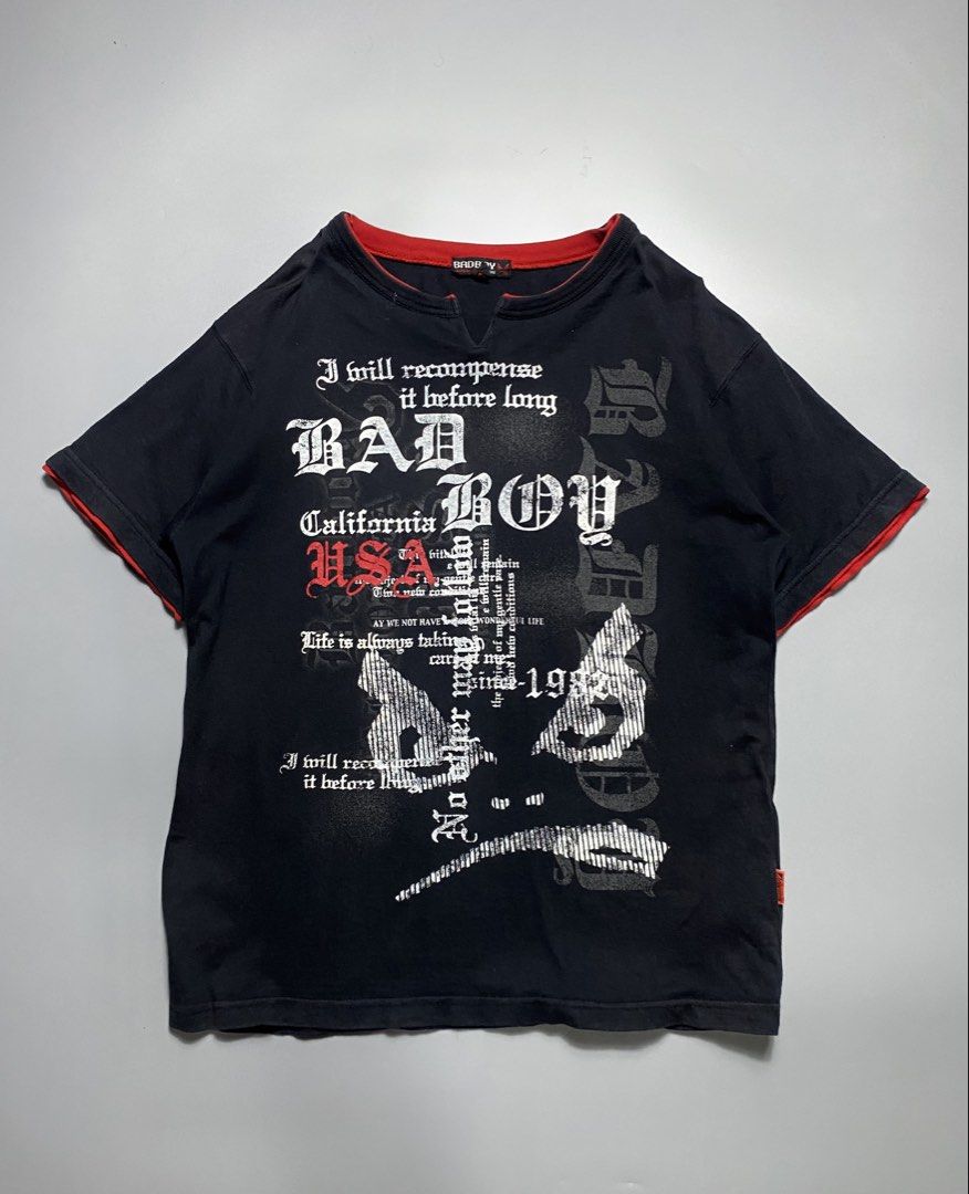 Y2k badboy (Category: Tshirts & Polo Shirts ) located in Cagayan de Oro. Submitted by mac_koi (Listing ID 1460131013, Image 1). Description: (Badbòy) y2k tshrt Dimension: Width: (20.5)” Length: (26)” Size : Small to medium -authentic -super good conditions! -color rate 9 /10 -fresh from laundry -issue none! .