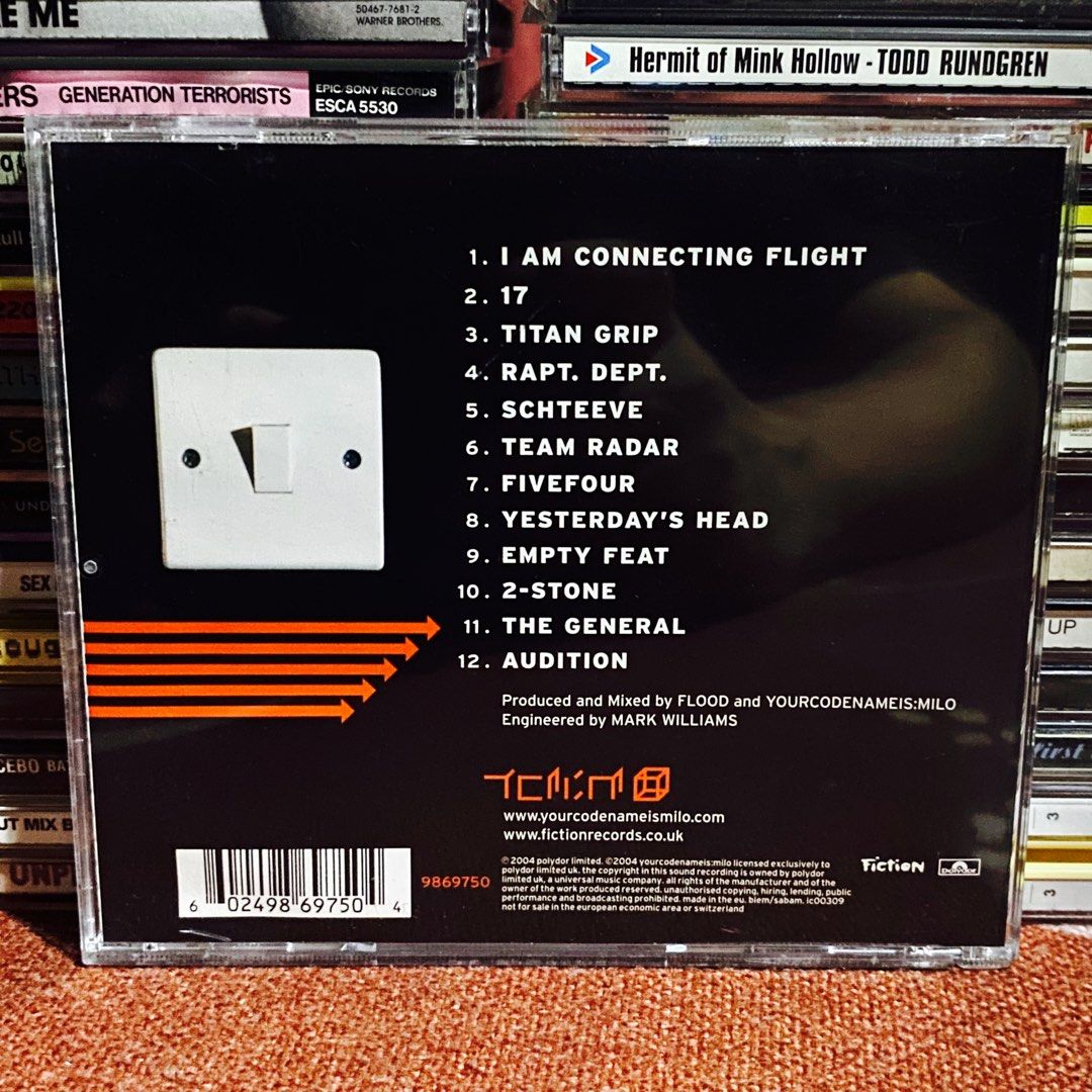 YOURCODENAMEISMILO - Ignoto CD Album (Category: CDs & DVDs) located in Taguig. Submitted by znarfscriber (Listing ID 1460268739, Image 2). Description: YOURCODENAMEIS:MILO Ignoto CD Album Made In The EU Polydor/Fiction Records 2004 Cover: EX Media: NM RFS: Decluttering/Need Funds .