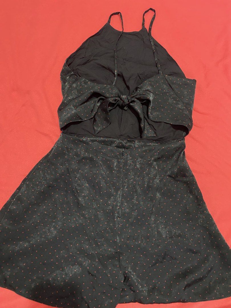 Zara Black and Red Polka Dots Romper (Category: Rompers) located in Naga. Submitted by thee.clutter.er (Listing ID 1460180284, Image 2). Description: - Fits M frames - Top is open back tie - Only worn once - Can send a when worn photo for sure buyers.