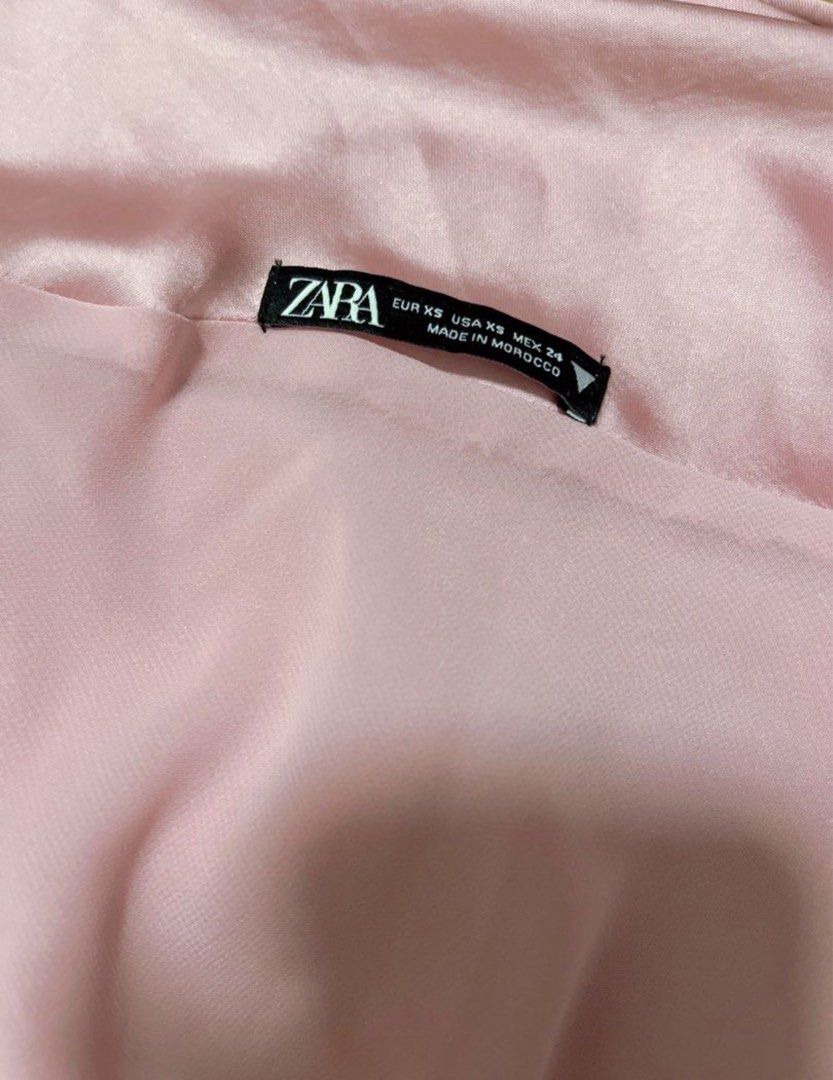 Zara cowl satin pink dress (Category: Dresses) located in Taguig. Submitted by taylorq16 (Listing ID 1460202721, Image 3). Description: Size XS, fits S best Length (shoulder to hem): 32”.