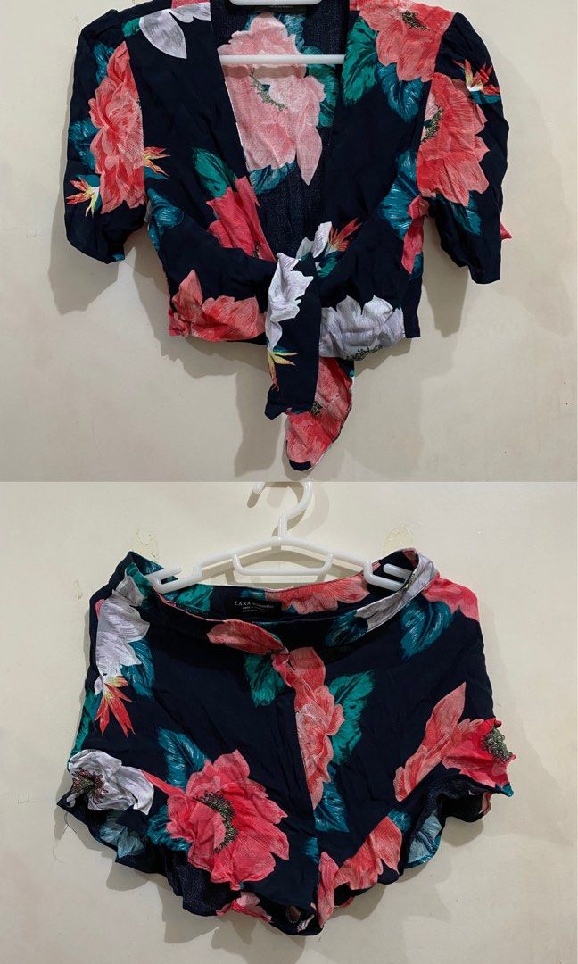 Zara Floral Cropped Top & Shorts Set/Coordinates (Category: Sets or Coordinates) located in Taguig. Submitted by maly01_ (Listing ID 1460212935, Image 1). Description: - flowy; best used in beach trips of casual dates dm for inquiries :).