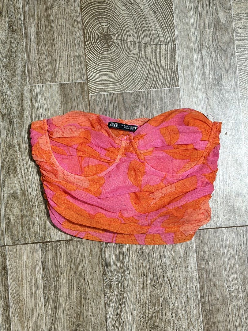 Zara Tulle Top (Category: Others Tops) located in Bacoor. Submitted by pinkzloverz222 (Listing ID 1460182536, Image 1). Description: ZARA pink orange tulle top good condition no issue ₱300+sf.