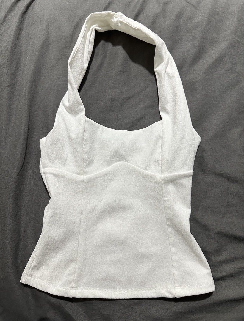 Zara White Halter Top (Category: Others Tops) located in Bulacan. Submitted by sum1scloset (Listing ID 1460145095, Image 3). Description: SERIOUS BUSINESS ONLY, PLEASE. THOSE WHO WILL WASTE MY TIME WILL BE BLOCKED. closet clean-up to create space for a more sustainable lifestyle 💟 • most pieces are in xxs–xs, with only a few in s • all items are well taken care of and properly stored — i treat my clothes like babies 🤭 • actual photos are alread