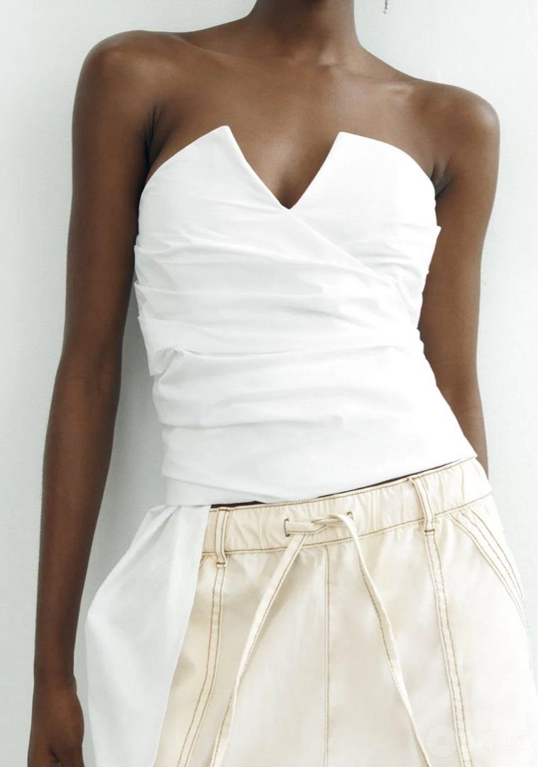 Zara White Tube Top (Category: Others Tops) located in Bulacan. Submitted by sum1scloset (Listing ID 1460236819, Image 2). Description: SERIOUS BUSINESS ONLY, PLEASE. THOSE WHO WILL WASTE MY TIME WILL BE BLOCKED. closet clean-up to create space for a more sustainable lifestyle 💟 • most pieces are in xxs–xs, with only a few in s • all items are well taken care of and properly stored — i treat my clothes like babies 🤭 • actual photos are upon req