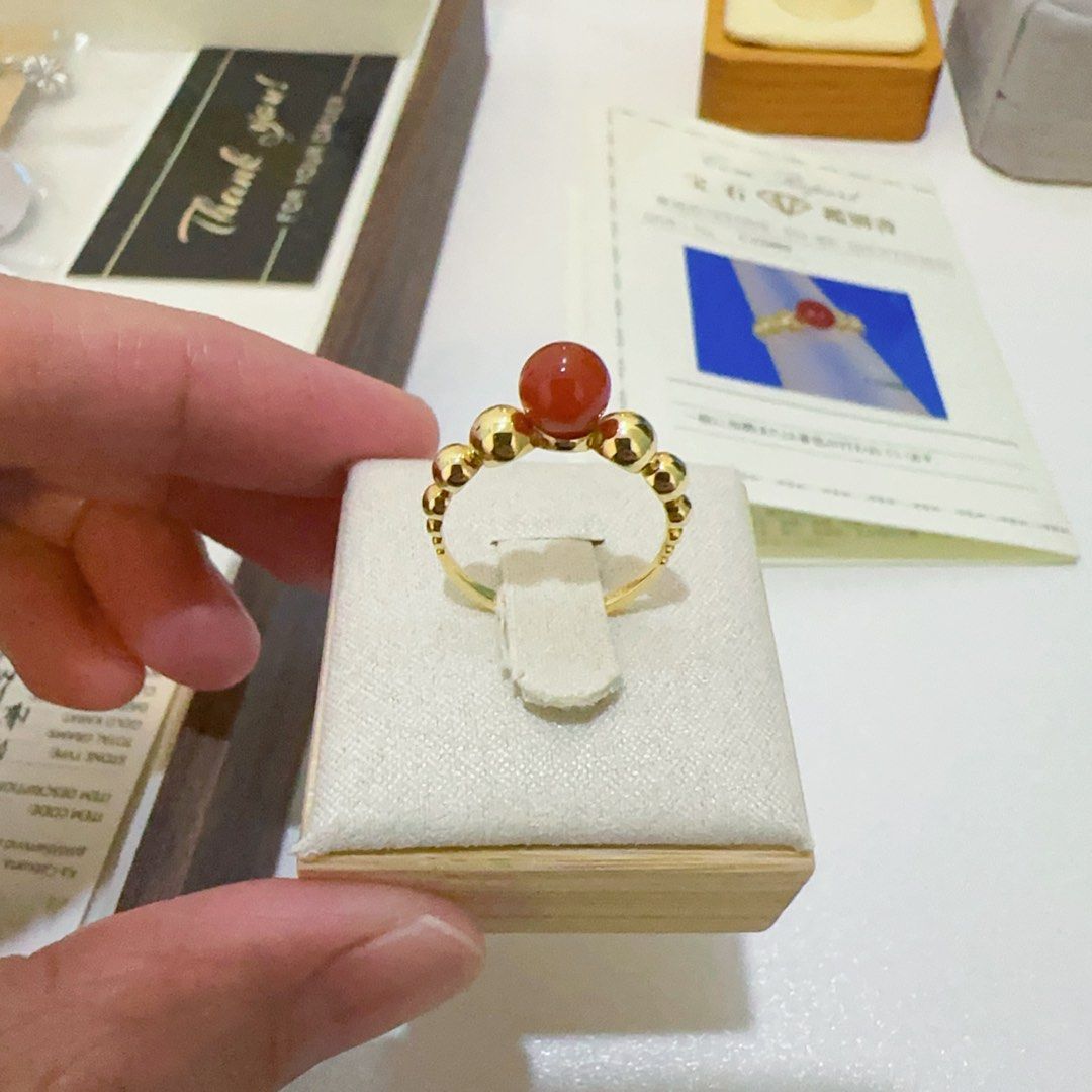 18k Gold Ring (Category: Rings) located in Las Pinas. Submitted by kluxuryshop (Listing ID 1460467858, Image 2). Description: Selling my personal preloved, 18k Gold bubble Ring. Japan setting With Carnelian stone. Real gold. Weight: 2.17grams Size: 6 Selling for only 7900 per gram. Shipping fee 250 via LBC. Will come with a free ring box. .