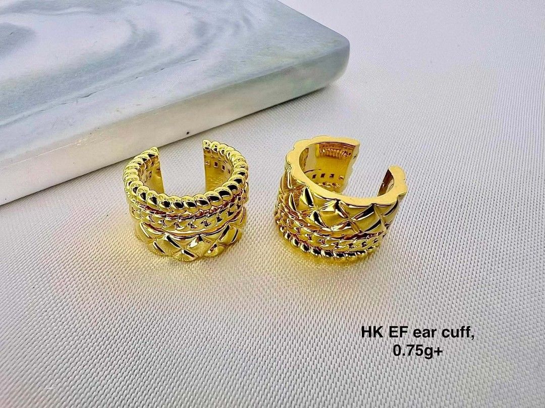 18k Hk setting gold earcuff earrings (Category: Earrings) located in Manila. Submitted by bhelgoldseller2ndaccount (Listing ID 1460327074, Image 3). Description: New!!✨New!!✨New!! 18k Hk setting Gold 💯pawnable/naisasanla 💯with high appraisal rate 💯good investment 💯Direct supplier price 👉OPEN for resellers 🌺please take time to evaluate their actual sizes and grams 👉Best panggift for all occasions ✅ Sold per grams not per piece Kya lowest pr