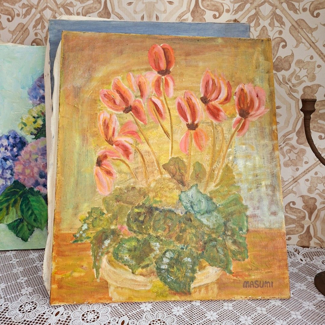 3pcs Vintage canvas painting (Category: Frames & Pictures) located in Dasmarinas. Submitted by millennialmeetsvintage (Listing ID 1460414898, Image 2). Description: sold as set only 38x46 cm (2pcs) 32 x 41 cm last price posted, no haggling 🙅🏻‍♀️ 🌍ships from DASMA, CAVITE 🚚 shipping via Lalamove only ❌no reservations, first-to-pay basis ❌no physical store, no walk-ins ❌no COD transactions.