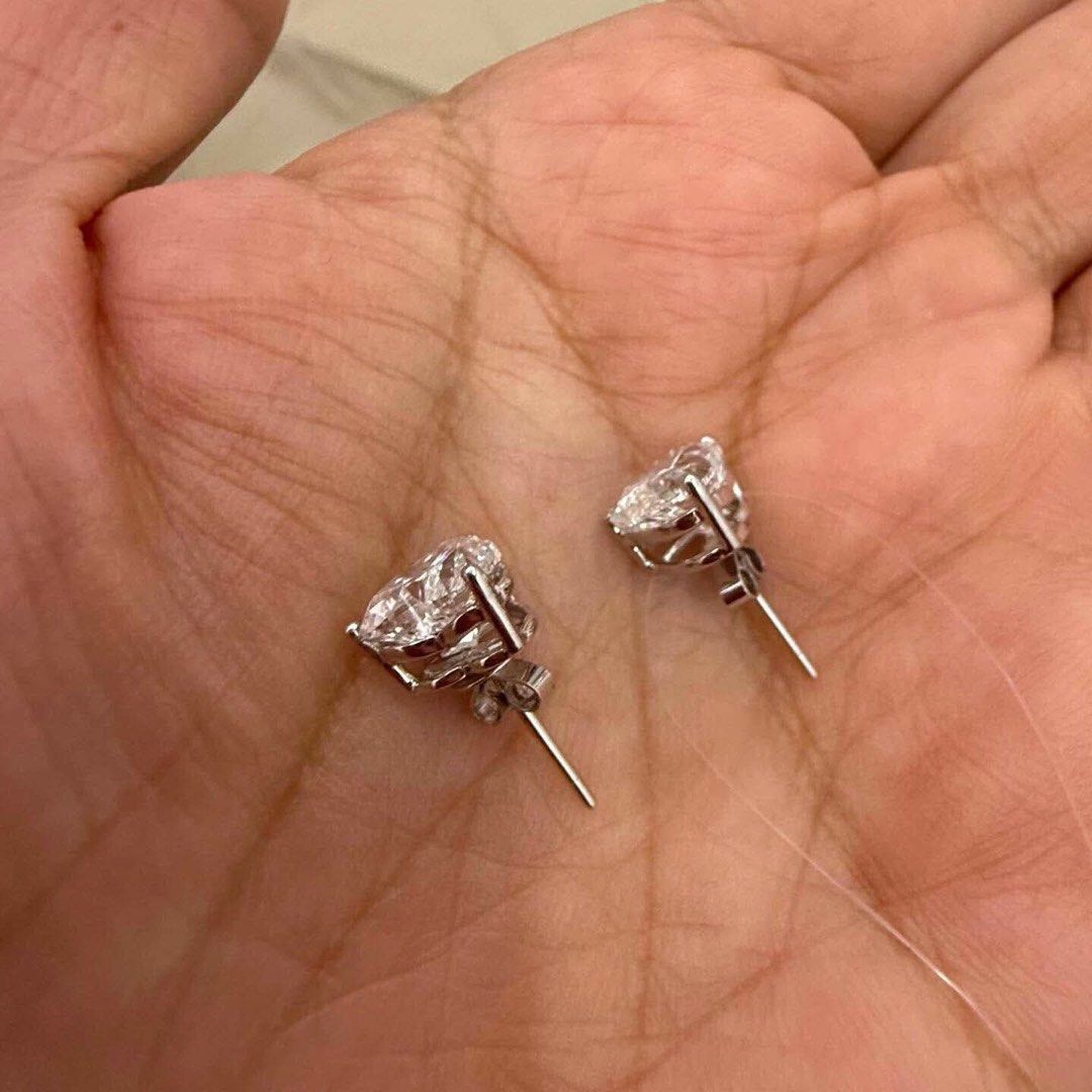 4 Carat Heart Shape Lab Grown Diamond Stud Earrings D VS1 (Category: Earrings) located in Pasay City. Submitted by watch.authentic_ph (Listing ID 1460500103, Image 3). Description: - Heart shape lab-grown diamond stud earrings K18 WG - Each diamond is 2 carats (total 4 carats) - D Color (colorless) - VS1 Clarity (very slightly included) - Comes with IGI Certificate - Exceptional sparkle and brilliance - Perfect for daily wear or special events.