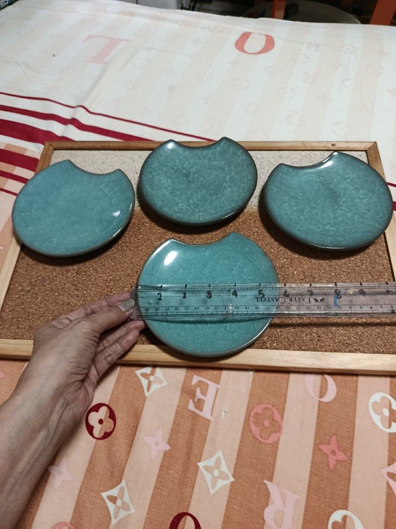 4 pcs celadon dessert plate P150 each (Category: Dinnerware & Cutlery) located in Quezon City. Submitted by kristal68 (Listing ID 1460474526, Image 1). Description: very elegant looking.