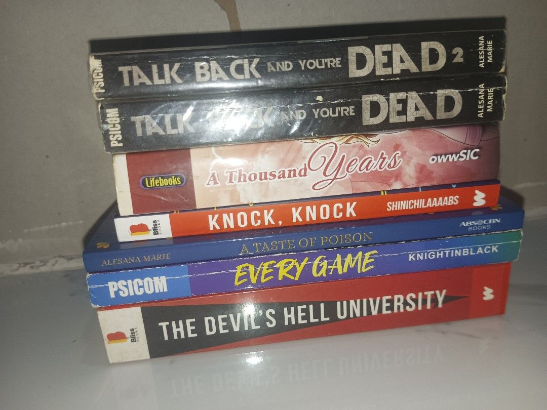 7 WATTPAD BOOKS FOR 400.00 ONLY (Category: Storybooks) located in General Mariano Alvarez. Submitted by sellsheebooks (Listing ID 1460398412, Image 1). Description: .