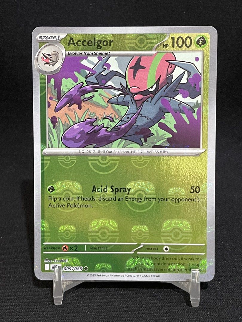 Accelgor White Flare Master Ball Holo (Category: Raw Singles) located in Muntinlupa City. Submitted by shiganshina_collectibles (Listing ID 1460372404, Image 1). Description: Moder Pokemon Master Ball Card Loc: Quezon City MoP: GCash or Maya MoD: LBC or Lalamove.