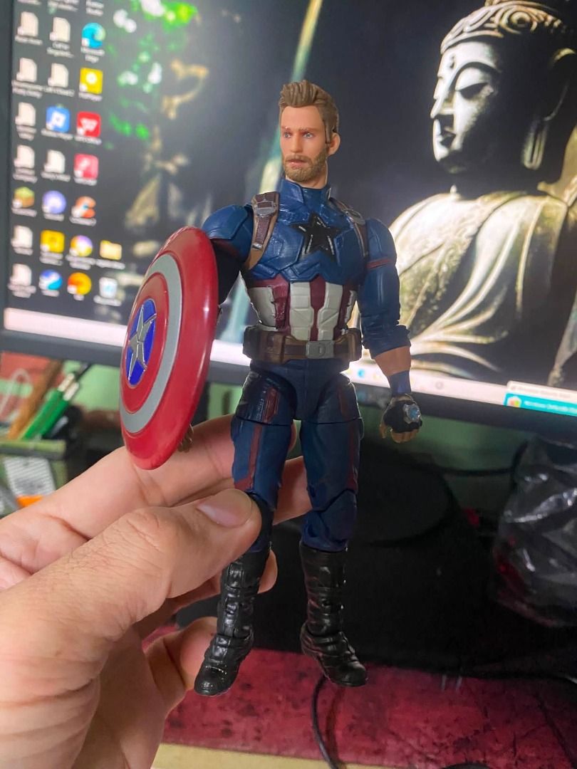 Action Figures (Category: Figurines & Statues) located in Quezon City. Submitted by lazy_edzeey (Listing ID 1460496033, Image 3). Description: - Marvel Legends Infinity War Captain America 6 inch as is 700 - Marvel Legends Logan kitbash 6 inch as is 650 - Toybiz Venom knockoff 7 inch as is 450 - Mcfarlane Batman 7 inch as is 650 - Ready for display or play.