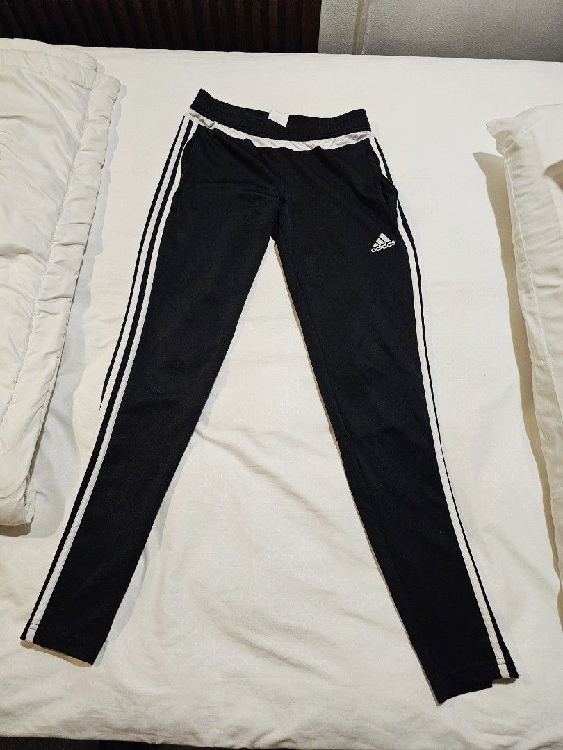 Adidas Climacool Track Pants Black White Stripes Size S (Category: Other Bottoms) located in Makati City. Submitted by richpaul_ (Listing ID 1460435716, Image 1). Description: - Black Adidas track pants - White stripes - Climacool technology for breathability - Elastic waistband with drawstring - Zips at the ankle - Made in Vietnam - Size S.
