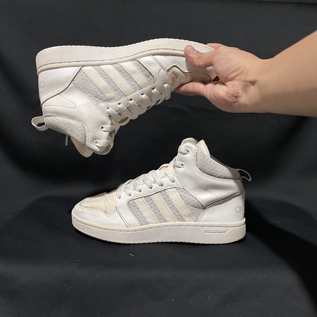 Adidas Cloudfoam Super Hoops Mid White (Category: Sneakers) located in Bulacan. Submitted by ogieeee (Listing ID 1460502225, Image 3). Description: - White Adidas Cloudfoam Super Hoops Mid - Size: US 8 / EUR 41 / CM 26 - Ideal for casual wear - Selling Price: P550 (Original Price: $79.00) - Condition: Shows some signs of wear on the toe box and soles. Please check photos for detailed condition..