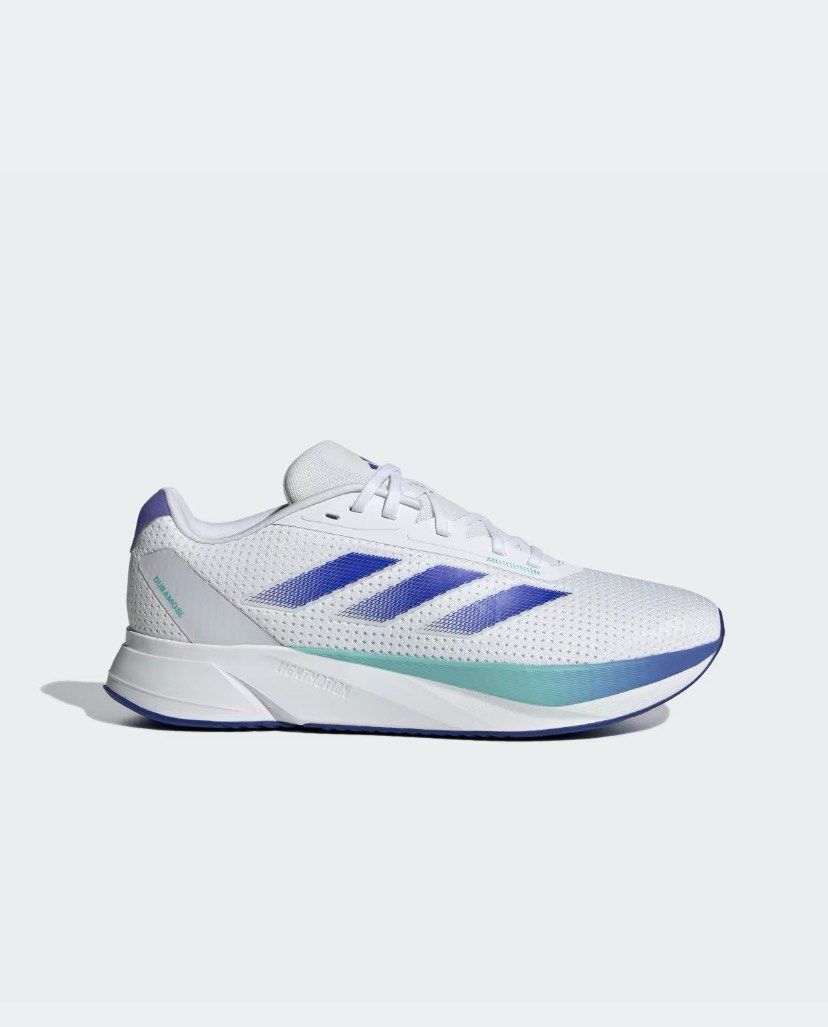 Adidas Duramo SL Running Shoes (Category: Sneakers) located in Cebu City. Submitted by geez_md (Listing ID 1460492607, Image 1). Description: - White Adidas running shoes - Blue and teal accents - Breathable mesh upper - Lightweight design - Ideal for running or everyday wear - Size: 9 (US Men's).