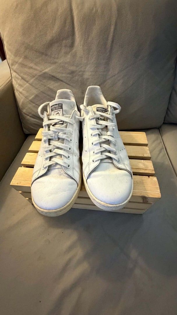Adidas Stan Smith White Leather Sneakers (Category: Sneakers) located in Lucena. Submitted by amara211629 (Listing ID 1460356424, Image 1). Description: - selling for a friend - Classic white Adidas Stan Smith sneakers - Genuine leather upper - Iconic perforated 3-Stripes - Durable rubber cupsole - Worn only a few times, with plenty of life left - Perfect for everyday style - size 11M.