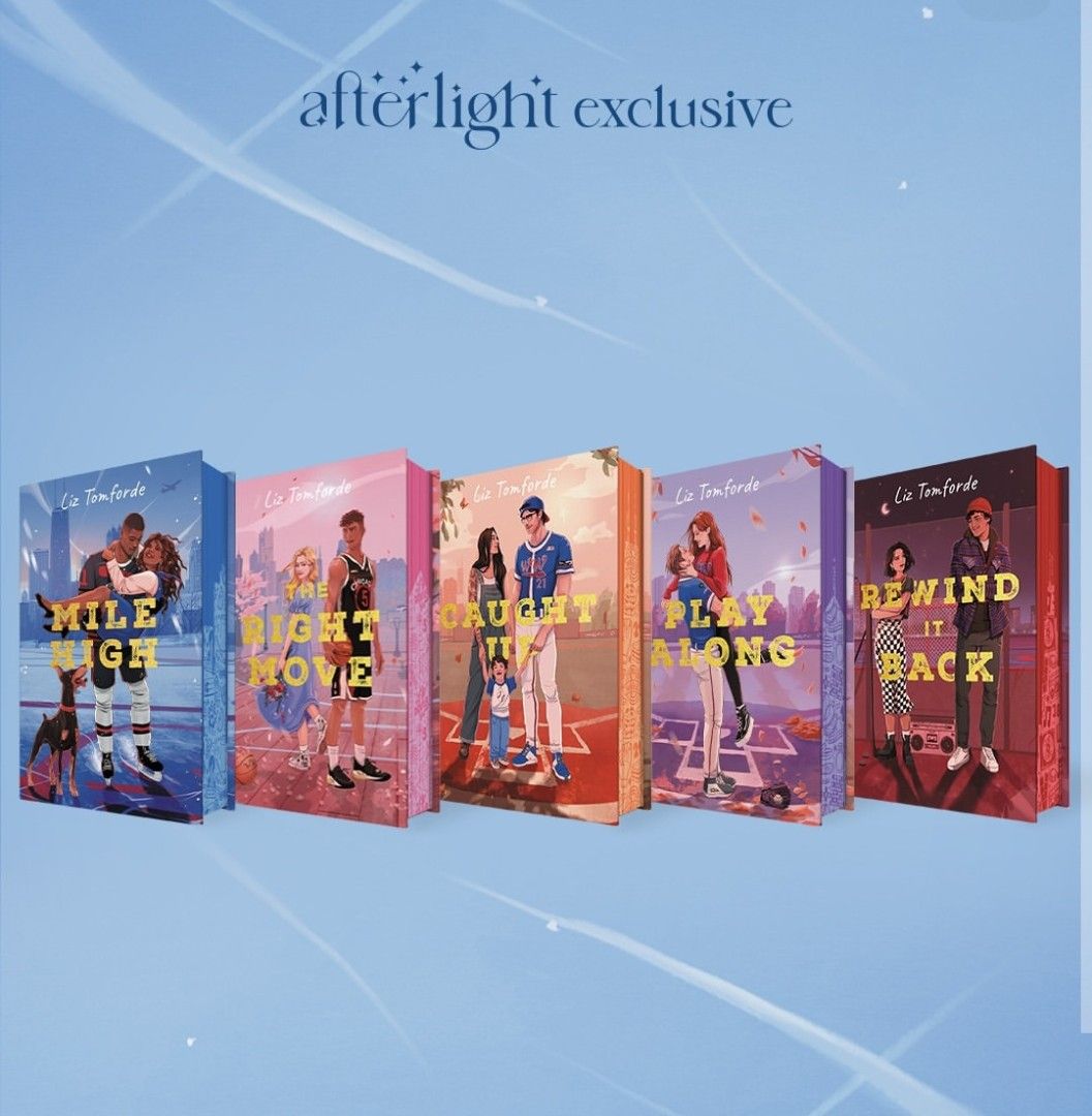 Afterlight Exclusive Liz Tomforde Book Set (Category: Storybooks) located in Baguio. Submitted by selover1492 (Listing ID 1460459867, Image 1). Description: Rare Afterlight Exclusive Liz Tomforde hardcover set! Includes 'Mile High', 'The Right Move', 'Caught Up', 'Play Along', and 'Rewind It Back'. Perfect for fans!.