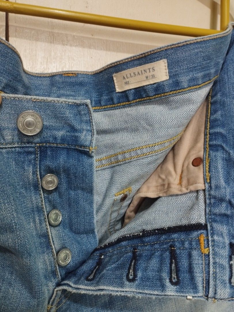 Allsaints Button Fly Jeans (Category: Jeans) located in San Fernando. Submitted by nerosales (Listing ID 1460360485, Image 2). Description: Allsaints Button Fly Jeans waist 36 inches length 39.5 inches hem 7 inches rise 10 inches thigh 11 inches 450 pesos only SM City Pampanga Shipping: J&T Payment: Gcash NO COD / NO COP.