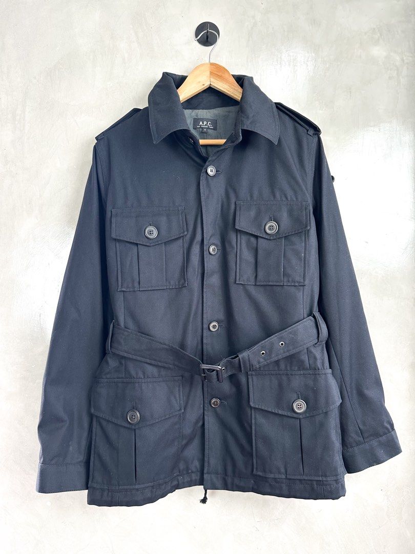 A.P.C Fitted Safari Jacket Detachable Hood (Category: Coats, Jackets and Outerwear) located in Cavite. Submitted by second_story_ph (Listing ID 1460408331, Image 2). Description: A.P.C Fitted Safari Jacket Detachable Hood made from high-quality organic cotton gabardine. Size: Small Dimension: 20.5” Width / 29” Length / 17” Shoulder / 25.5” Sleeve Condition: Excellent 100% Authentic and full inspected. Photos show the exact item you will receive..