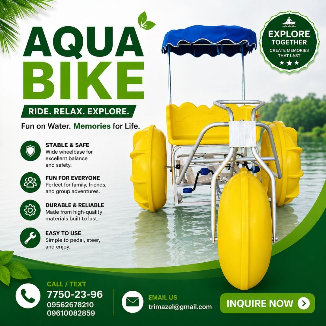 aqua bike (Category: Water Sports) located in Quezon City. Submitted by irishbayaban20 (Listing ID 1460308673, Image 2). Description: ✅ Guaranteed lowest price ✅ Quality products ✅ Big discount for bulk orders ✅ 100% LEGIT TRUSTED SUPPLIER! ✅ With Complete Legal Documents ✅ BIR Registered We Supply All Kinds Of PPE Supplies, Raincoat, Hard Hat, Cooler Box, Plastic Trash Bin, Road Barriers, Kayak Boats, Crystal Kayak, Traffic Cone, T-Bollards & Al