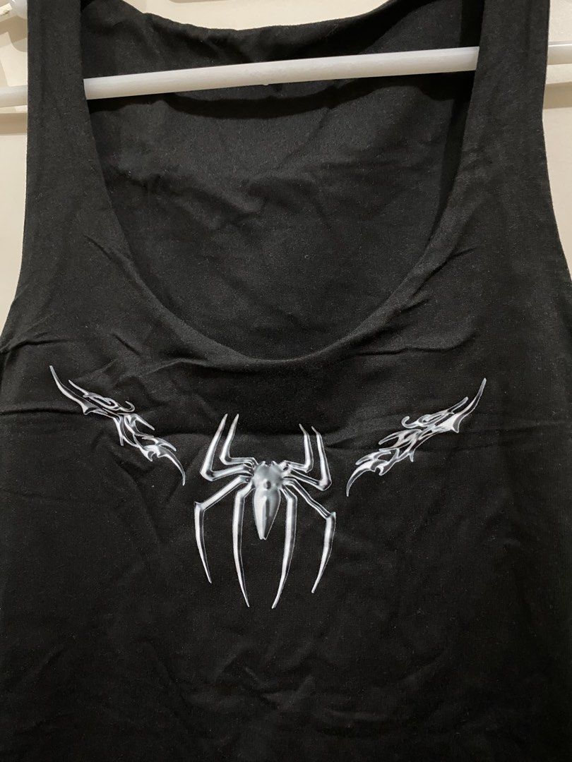 Aratel Black Spider Graphic Tank Top (Category: Sleeveless) located in Taguig. Submitted by maly01_ (Listing ID 1460392563, Image 2). Description: - fits small to medium frames dm for inquiries :).