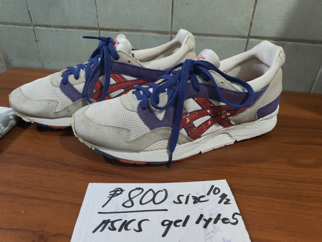 Asics Gel Lyte V Sneakers Size 10.5 (Category: Sneakers) located in Cavite. Submitted by avbcortes (Listing ID 1460309930, Image 2). Description: - Asics Gel Lyte V sneakers - Size: 10.5 - Colorway: White, Grey, Purple, Red - Laces: Blue - Condition: Shows some wear on soles and uppers, but plenty of life left. - Ideal for: Casual wear.