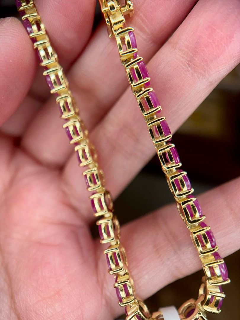 atural Ruby Tennis Bracelet in Gold-Plated 925 Silver (Category: Bracelets) located in Baguio. Submitted by asna_taku (Listing ID 1460431285, Image 3). Description: ❤️ Natural Ruby Tennis Bracelet in Gold-Plated 925 Silver A little ruby, a LOT of luxury. ❤️✨ Make a statement with this gorgeous natural ruby tennis bracelet, featuring a full line of vivid pinkish-red faceted rubies that beautifully catch the light with every movement. ❤️ Natural Ru
