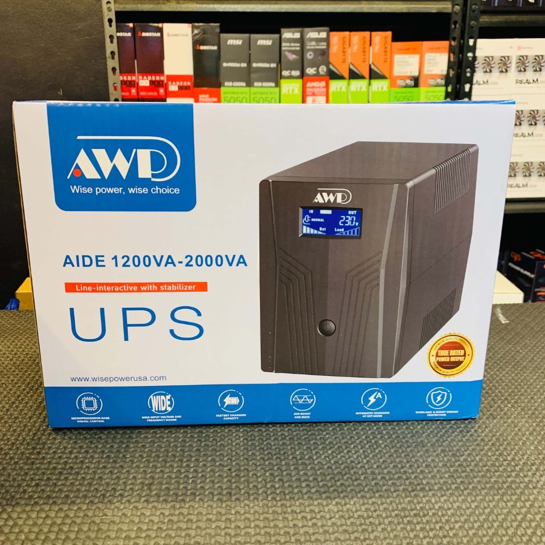 AWP AID2000 PRO LCD 2k VA UPS 2000VA 1200W Computer Server Stand-alone UPS (Category: Other Accessories) located in Caloocan City. Submitted by swiftdeer.cf08f3 (Listing ID 1460436277, Image 1). Description: - AWD AIDE UPS (1200VA-2000VA) - Line-interactive with built-in stabilizer - Reliable power backup during outages - Comes in original box 💬 Message us now for full specs & recommendations! 📷 Perfect for: ✔ Motorcycle rides ✔ Motovlogging ✔ 