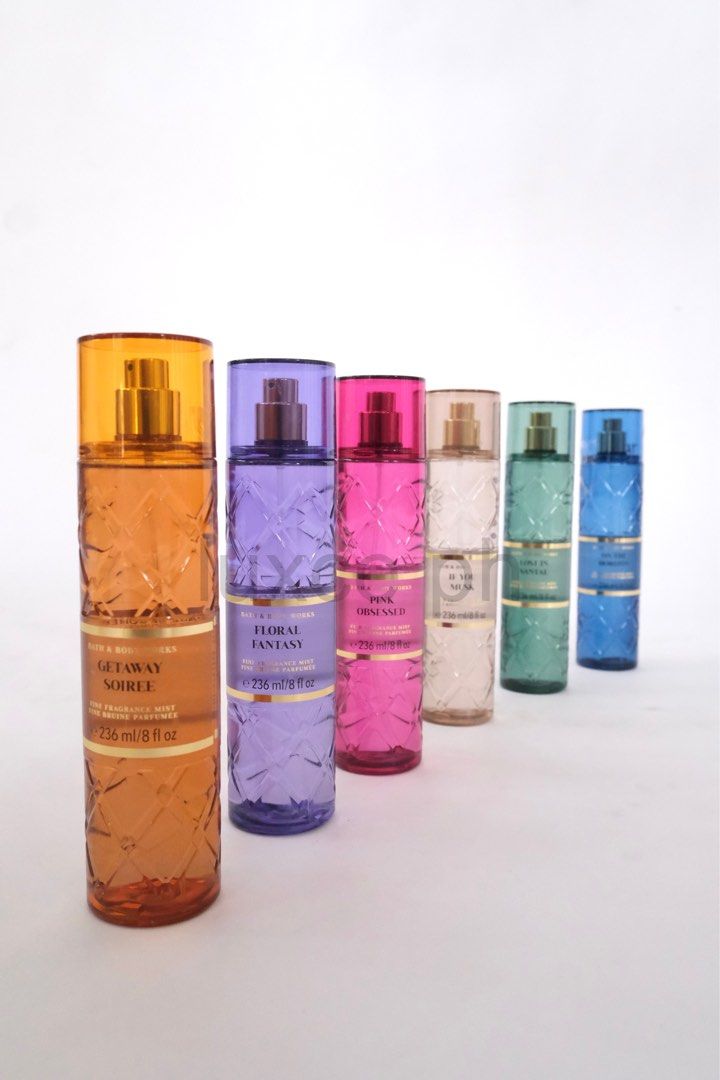 Authentic BBW Bath & Body Works Fragrance Mist (Category: Fragrance & Deodorants) located in Manila. Submitted by luxce.ph (Listing ID 1460499486, Image 2). Description: Fresh picks! Bath & Body Works body mists in various scents! GUARANTEED 100% AUTHENTIC. Bought from the US 400 pesos each Available scents: Getaway Soiree Floral Fantasy Pink Obsessed If You Musk Lost In Santal On The Horizon Vanilla Bean Noel - Each bottle is 236 ml / 8 fl oz - 