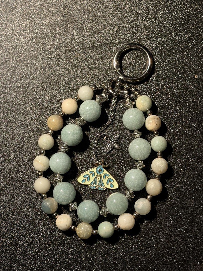 Beaded Keychain with Moth Charm (Category: Charms) located in Manila. Submitted by regyangzon85477 (Listing ID 1460309898, Image 1). Description: -Custom Made - Adorable beaded keychain - Features light blue, cream, and tan beads - Includes a cute enamel moth charm with blue and yellow details - Versatile: perfect for keys, bags, or backpacks - Unique and stylish accessory.