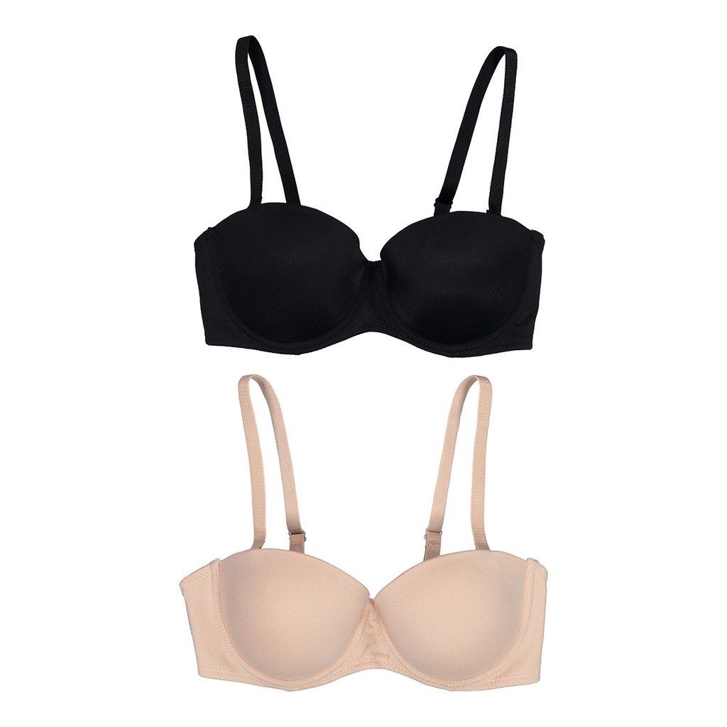 BENCH BODY 2-IN-1 Strapless Bra (Black & Nude) (Category: Undergarments & Loungewear) located in Naga. Submitted by threads_and_treats92 (Listing ID 1460355402, Image 1). Description: - 34B - Includes 1 Black and 1 Nude strapless bra - Adjustable and detachable straps - Has silicon features on the wing band *Unused just washed.