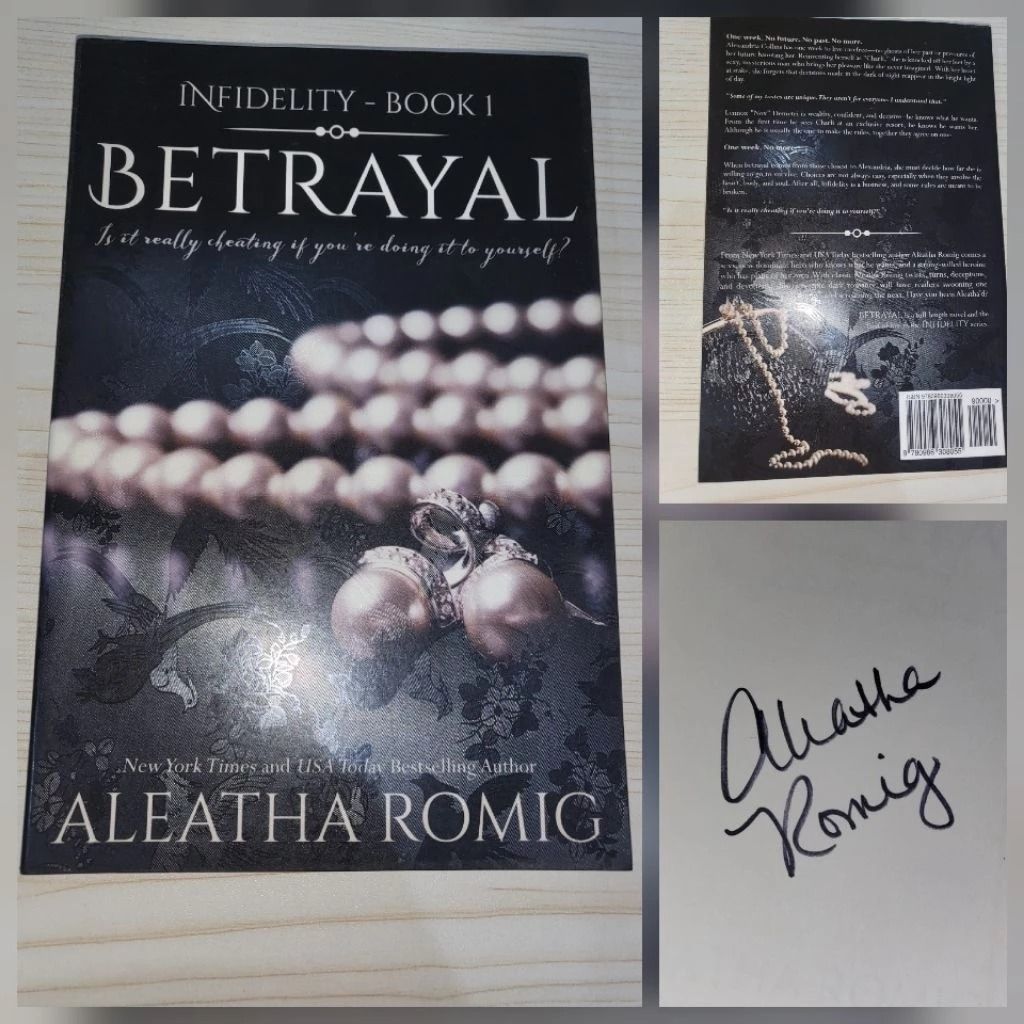 Betrayal Infidelity Aleatha Romig (Category: Storybooks) located in Iloilo. Submitted by k8sonlineph (Listing ID 1460450275, Image 1). Description: Preloved Paperback signed by author May have foxings, dents, scratch and signs of use May have highlights (pls ask thru message) May have adheaive or plastic covers May have labels or names from previous owner .