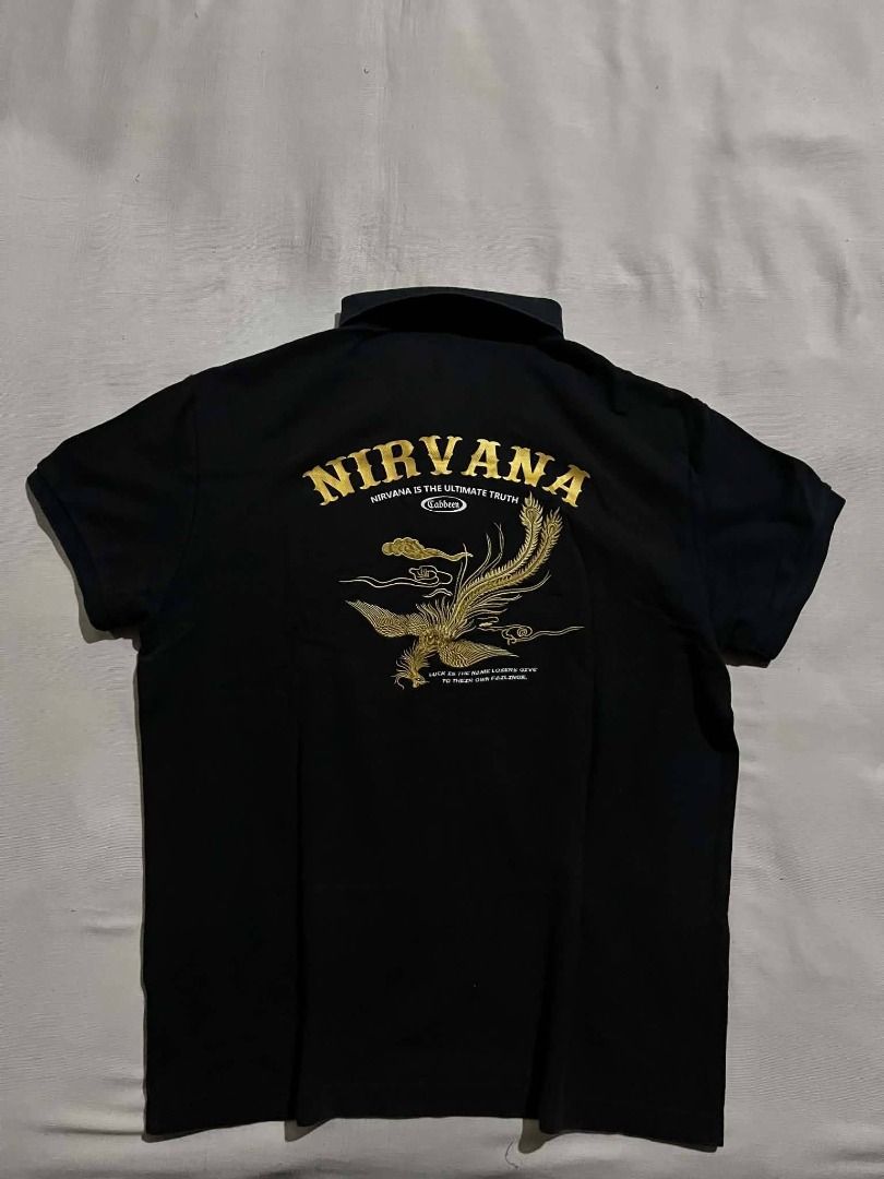 (SOLD) Black Nirvana Polo Shirt with Phoenix Embroidery (Category: Tshirts & Polo Shirts ) located in Rizal. Submitted by jhaydurden (Listing ID 1460367171, Image 1). Description: s-m w: 21 L: 25 check my other listings for more items All Items are either off/authentic All items are either preloved/thrifted All issues are included in the picture Manage your expectations payment first only ship via j&t/lalamove/can do meet if near (dm for more que
