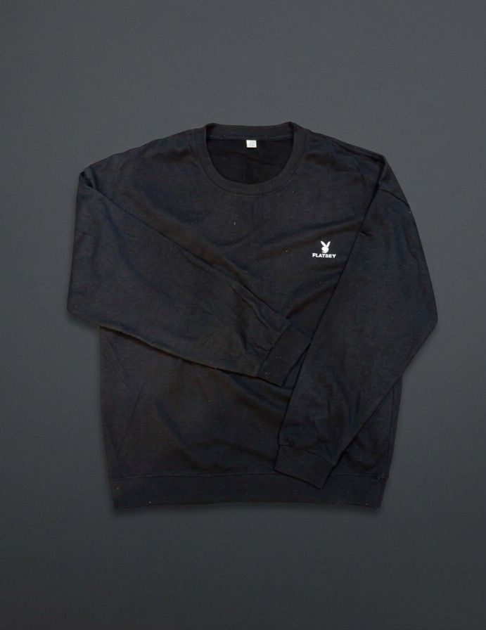 Black Playboy Crewneck (Category: Coats, Jackets and Outerwear) located in Legazpi City. Submitted by nexcloset_ (Listing ID 1460409386, Image 1). Description: Size: Large Price: ₱400 + SF Color: Black Color Rate: 9/10 Condition: Excellent condition Issue: No issue Classic black Playboy crewneck sweatshirt with a small chest logo. Simple and versatile design. Note:⚠️ • This is a thrifted/pre-loved item, so please manage your expectations.