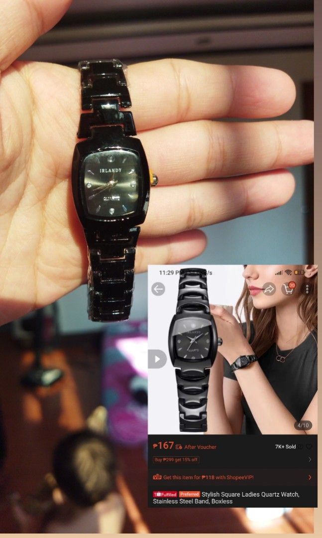 Black stainless square quartz watch (Category: Women's Watches) located in Oas. Submitted by ali_shop_assorted_item (Listing ID 1460378334, Image 1). Description: New and Unsealed/ Unused Items from Unclaimed parcels mystery sack NO COD ❗ For shipping: JNT courier For pick up/meet up: Calzada Oas Albay.