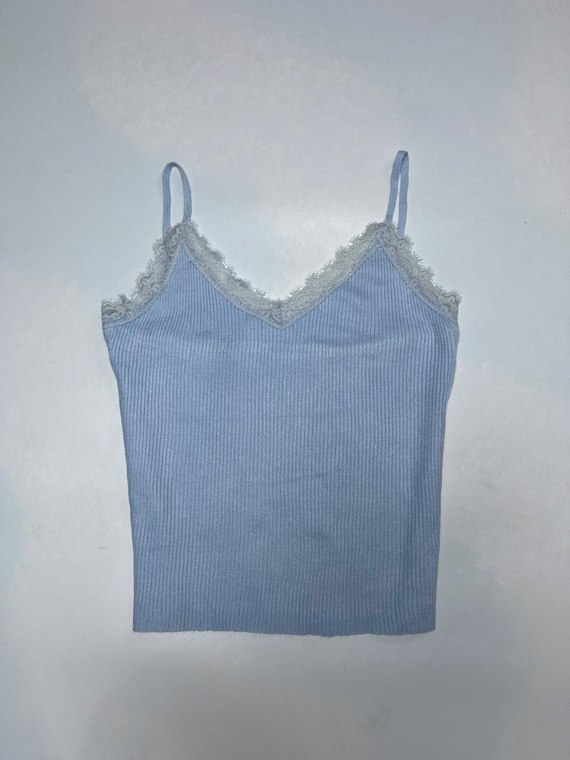 Blue Ribbed Lace Cami Top (Category: Sleeveless) located in Polomolok. Submitted by allisthriftsph (Listing ID 1460424907, Image 1). Description: .