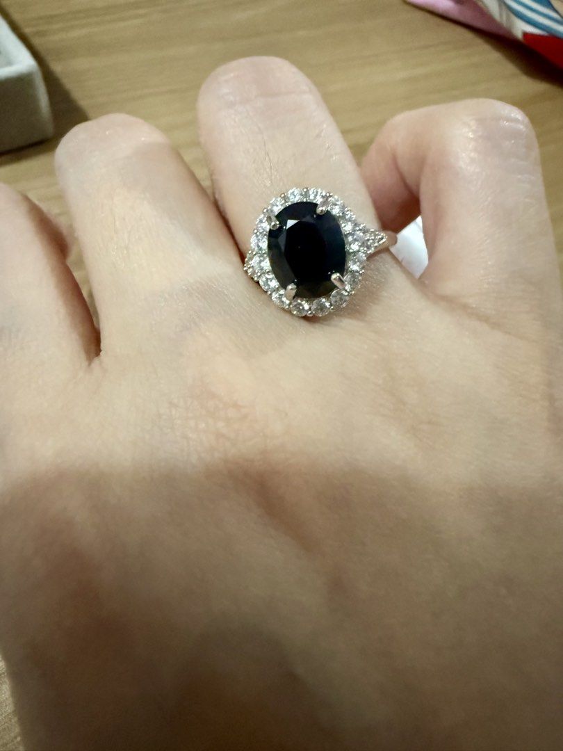 Blue Sapphire Diana Ring (Category: Rings) located in Santa Rosa. Submitted by bumfinds (Listing ID 1460430649, Image 1). Description: Natural Blue Sapphire with CZ sidestones. Adjustable Ring S925 setting.