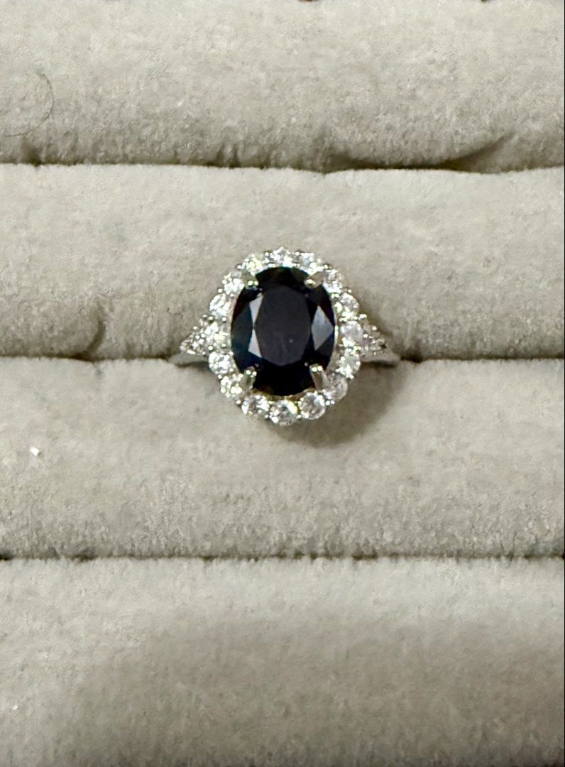 Blue Sapphire Diana Ring (Category: Rings) located in Santa Rosa. Submitted by bumfinds (Listing ID 1460430649, Image 3). Description: Natural Blue Sapphire with CZ sidestones. Adjustable Ring S925 setting.