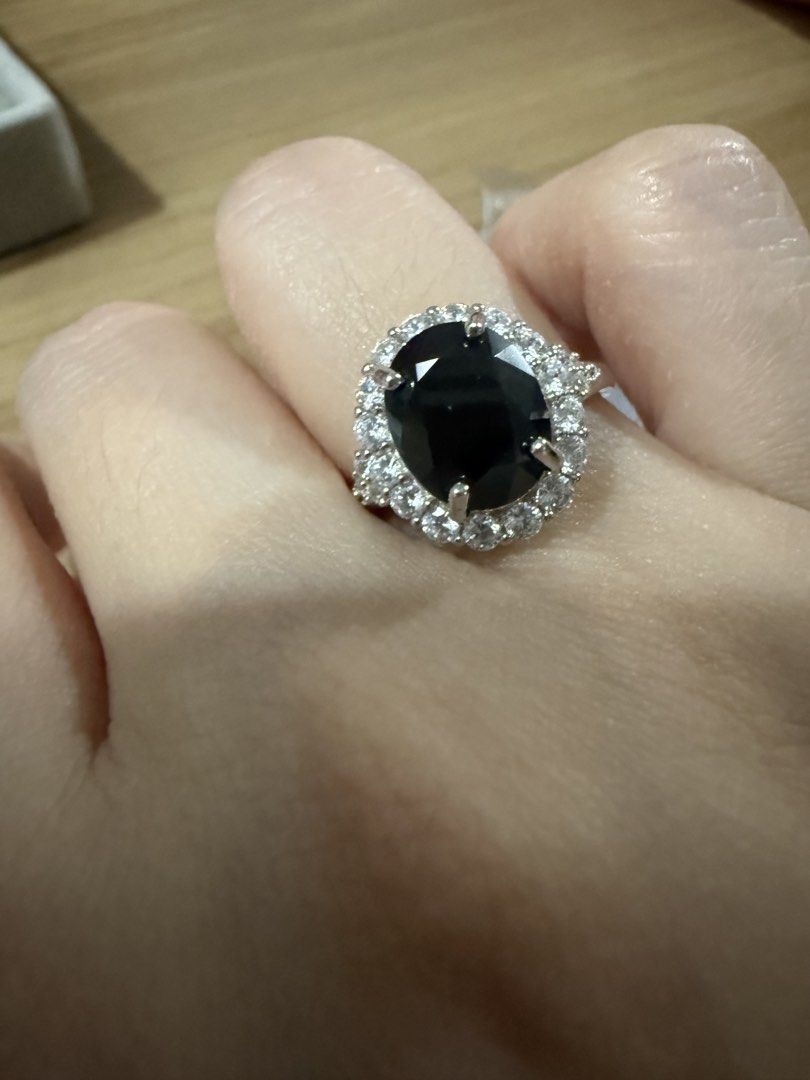 Blue Sapphire Diana Ring (Category: Rings) located in Santa Rosa. Submitted by bumfinds (Listing ID 1460430649, Image 2). Description: Natural Blue Sapphire with CZ sidestones. Adjustable Ring S925 setting.