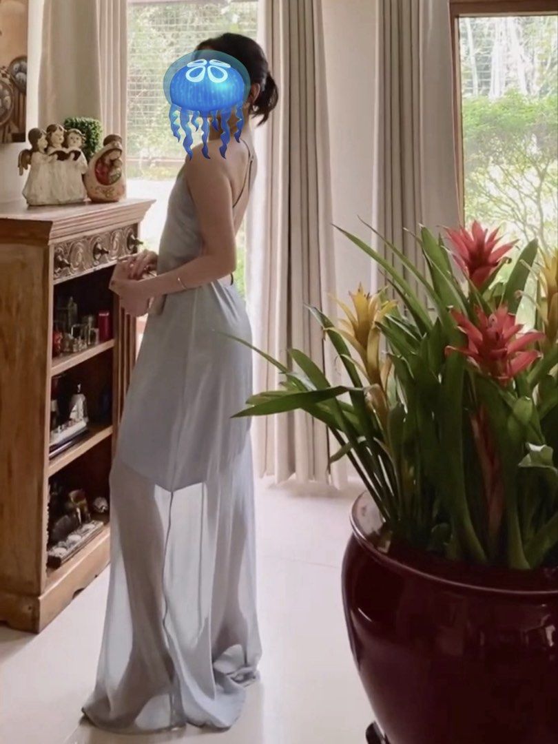 Blue Zara Maxi Dress with Open Back (Category: Dresses) located in Muntinlupa City. Submitted by booterin0 (Listing ID 1460431479, Image 2). Description: Sultry blue-grey maxi dress with an open back & sheer bottom Size: XS Condition: good condition; worn once. Price: ₱2,000 RFS: gained weight, won’t fit anymore Payment via GCash or bank transfer. Delivery shouldered by buyer 💌 Message me if interested!.