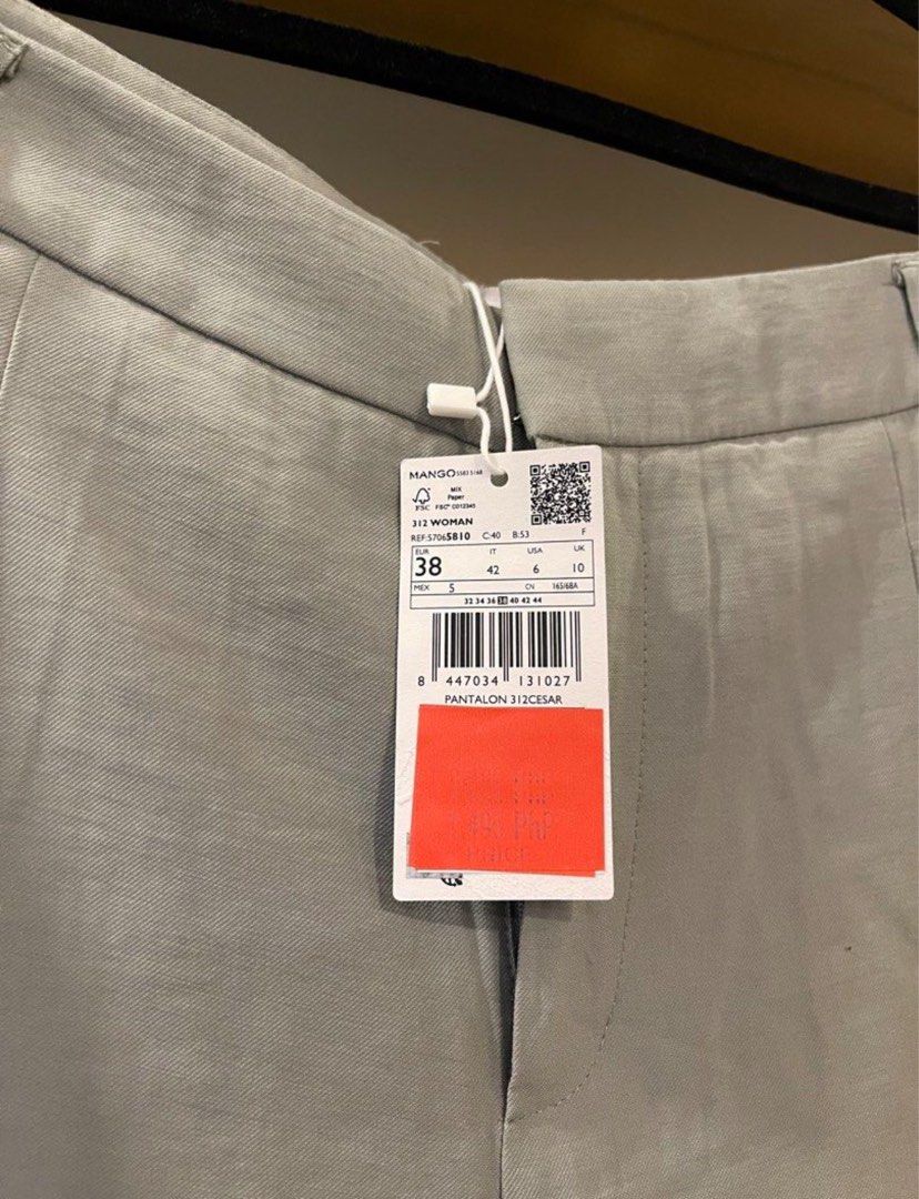 BNWT Mango Linen Wide Leg Trouser Pants (Category: Other Bottoms) located in Davao. Submitted by julyanna522 (Listing ID 1460398502, Image 2). Description: - Brand new with tag - Size EU38 - Light green shade in actual (sage) - Bought it for ₱1495 - FREE SF .